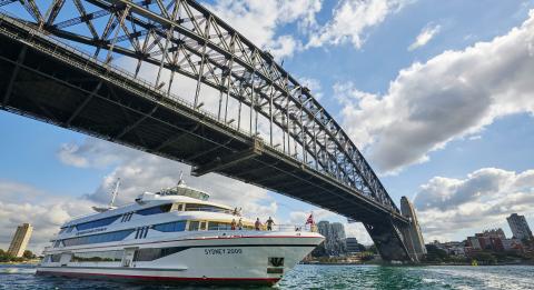 Cruise passing under the Sydney Harbour Bridge